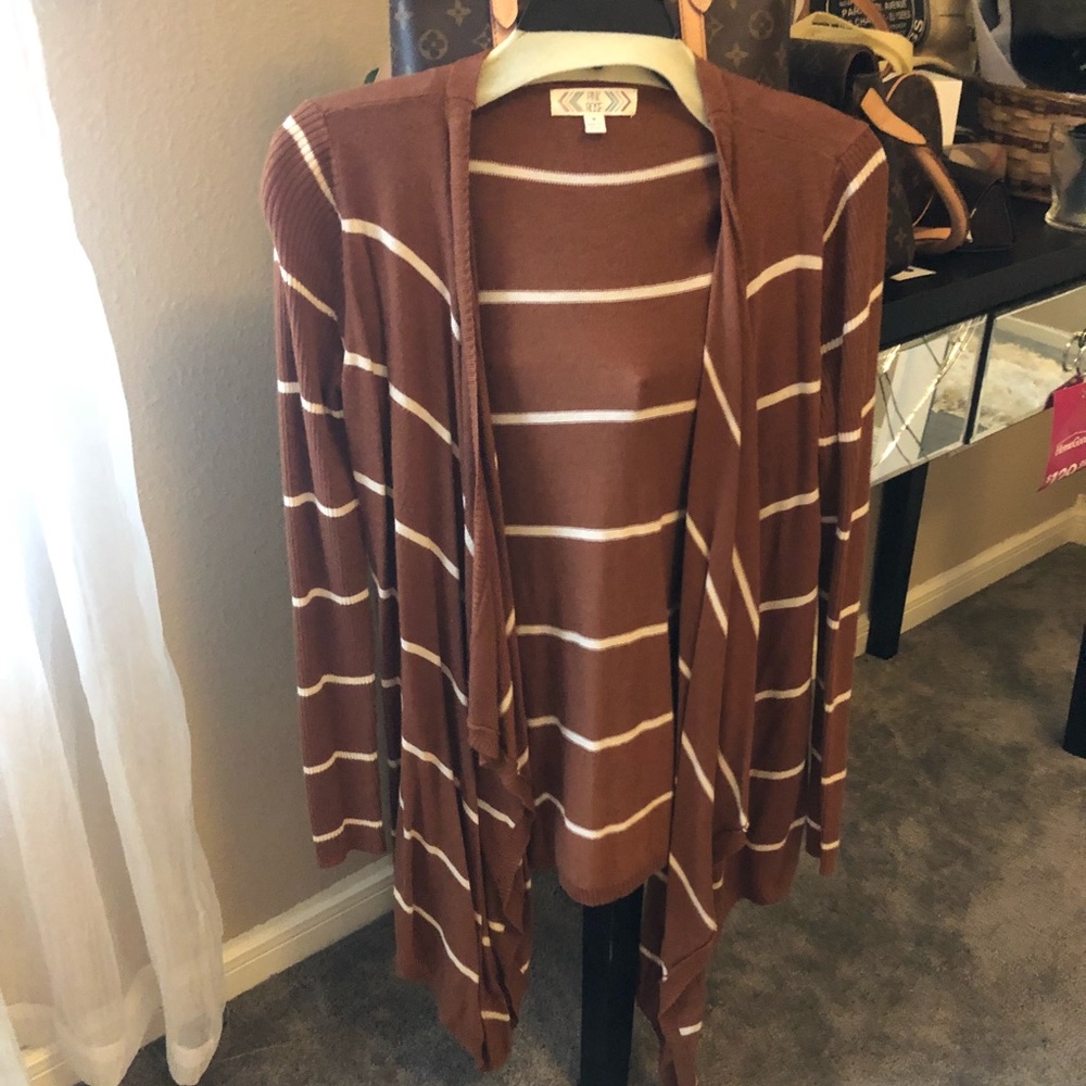 Coffee brown and white sweater